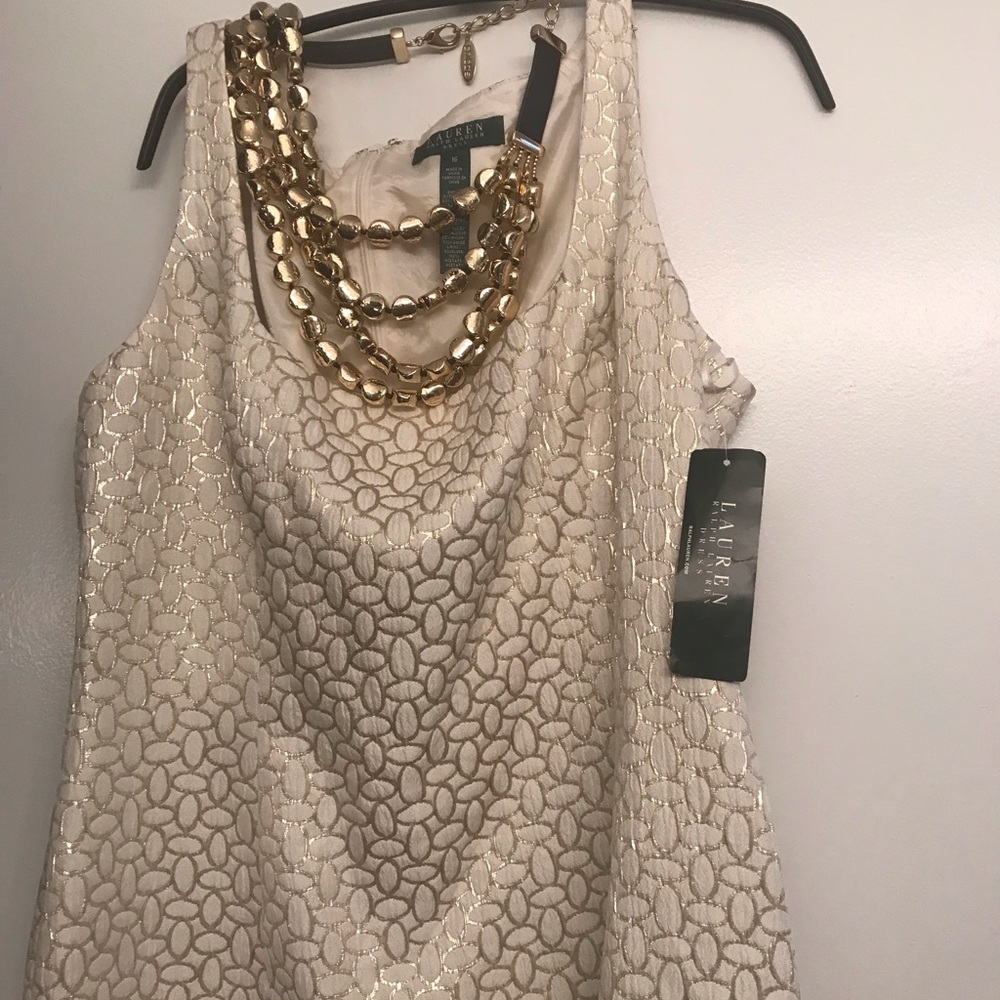 😱New Dress by Ralph Lauren gold/white💖REDUCED🌟